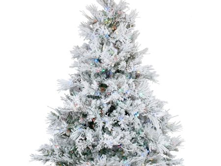 Vickerman 15F Flocked Alberta Artificial Christmas Tree Multi-colored LED Lights on Sale