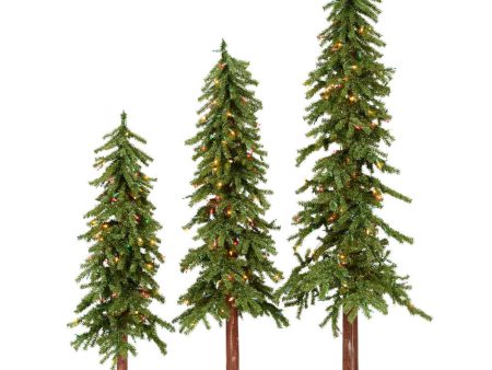 Vickerman 4F 5F 6F Alpine Artificial Christmas Tree Set Multi-colored LED Lights Fashion