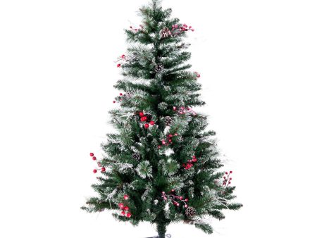 Vickerman 4.5F Snow Tipped Pine and Berry Artificial Christmas Tree Unlit Fashion