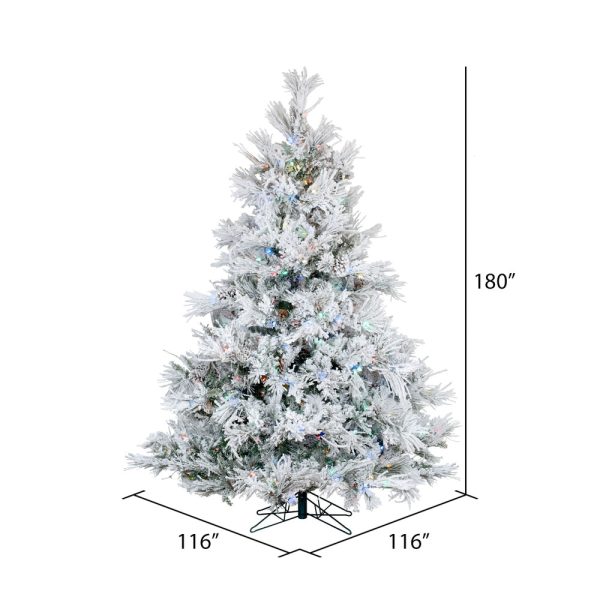 Vickerman 15F Flocked Alberta Artificial Christmas Tree Multi-colored LED Lights on Sale