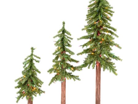 Vickerman 2F 3F 4F Alpine Artificial Christmas Tree Set Multi-colored LED Lights Discount