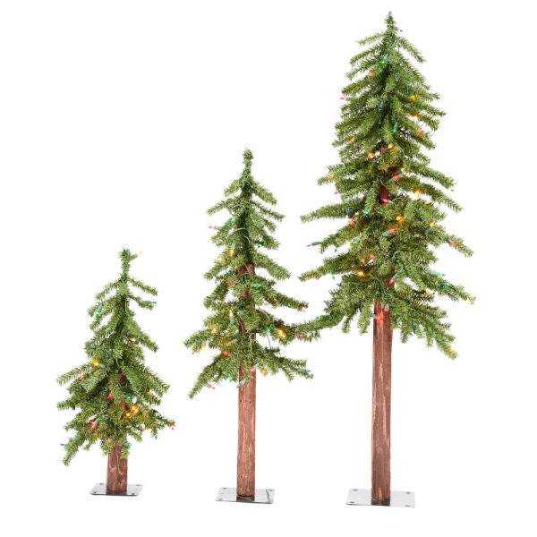 Vickerman 2F 3F 4F Alpine Artificial Christmas Tree Set Multi-colored LED Lights Discount