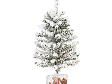 Vickerman 12-in flocked Mini Pine Artificial Christmas tree Online Sale