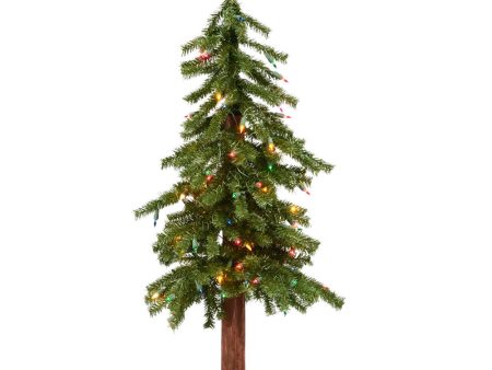 Vickerman 3F x 21-in Alpine Artificial Christmas Tree Multi-colored LED Lights Discount