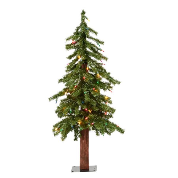 Vickerman 3F x 21-in Alpine Artificial Christmas Tree Multi-colored LED Lights Discount