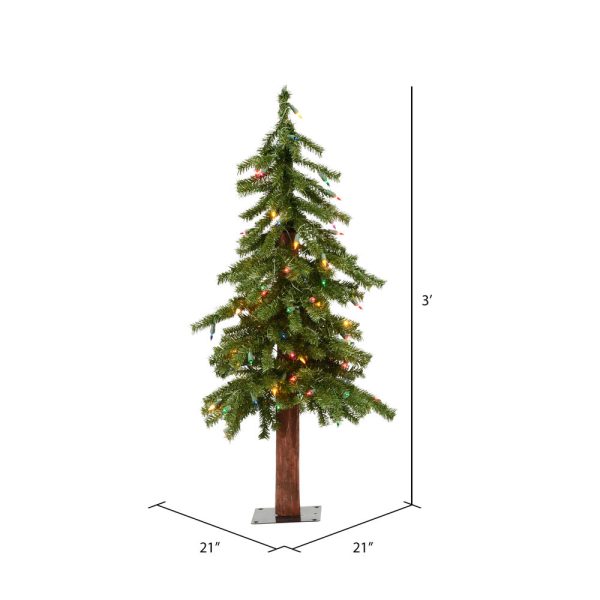 Vickerman 3F x 21-in Alpine Artificial Christmas Tree Multi-colored LED Lights Discount