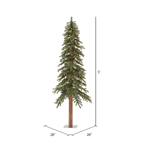 Vickerman 5F x 28-in Alpine Artificial Christmas Tree Multi-colored LED Lights Online now