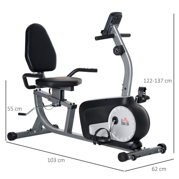 EasyComfort Cyclette Orizzontale Recumbent con 8 Livelli di Resistenza, Schermo LCD e Seduta Regolabile, 122-137x62x103 cm Supply