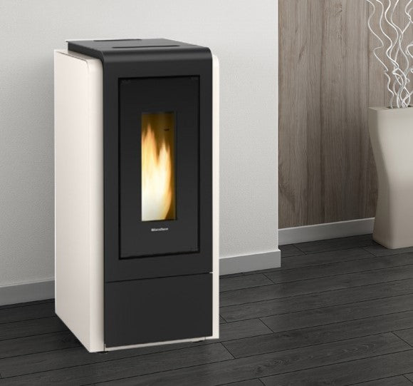 TERMOSTUFA A PELLET LA NORDICA EXTRAFLAME modello MEGAN IDRO STEEL 12 kW colore AVORIO - NEW For Sale