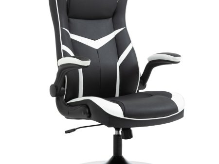 Easycomfort Poltrona da Gaming da Ufficio Ergonomica, Altezza Regolabile, Base Fissa, Braccioli Pieghevoli Nero e Bianco Online now