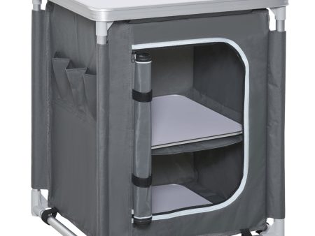 EASYCOMFORT Mobile Cucina da Campeggio con 2 Mensole e Sacca di Trasporto, in Alluminio e Tessuto Oxford Grigio 60x49x70cm Online