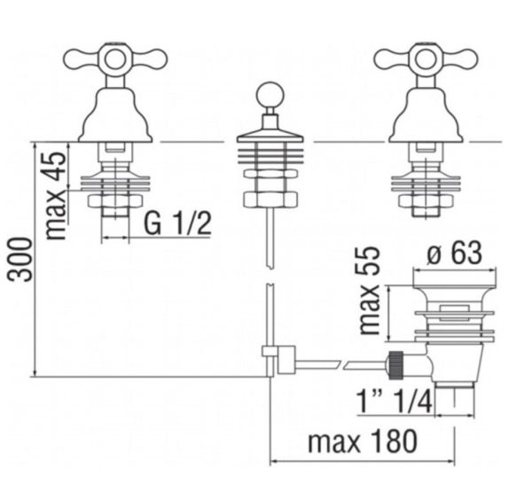 Rubinetto Bidet con 3 Fori Nobili serie Grazia finitura Cromo art. GRC5015 CR Online Hot Sale