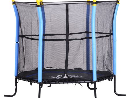 EASYCOMFORT Trampolino Elastico con Rete di Sicurezza, Nero e Blu, ? 155 x 122.5 cm Online now