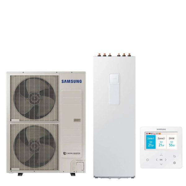 Pompa di Calore Aria-Acqua Splittata ClimateHub Samsung AE120RXYDEG EU + Bollitore AE260RNWMEG EU di 260 litri con Comando Incluso For Cheap