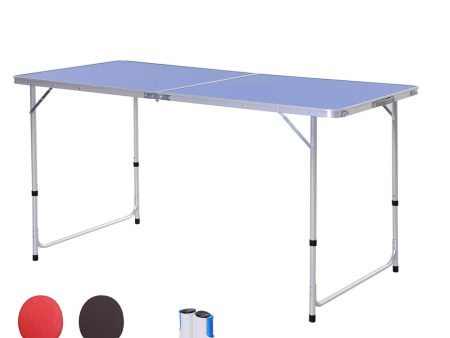 EASYCOMFORT Tavolo Pieghevole Multifunzione da Campeggio con Rete da Ping Pong, Altezza Regolabile e Leggero, Blu (160x80x54 62 70cm) For Cheap