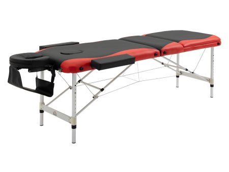 Easycomfort Lettino Massaggi Portatile, Pieghevole e Professionale in Alluminio per Estetista, Terapista, SPA, Rosso e Nero, 215x60x61-84cm Fashion