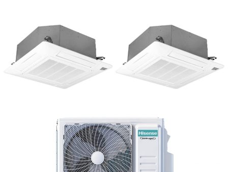 Climatizzatore Condizionatore Hisense Dual Split Inverter a Cassetta 9+9 con 2AMW42U4RGC R-32 Wi-Fi Optional 9000+9000 con Telecomando e Pannello Incluso Fashion