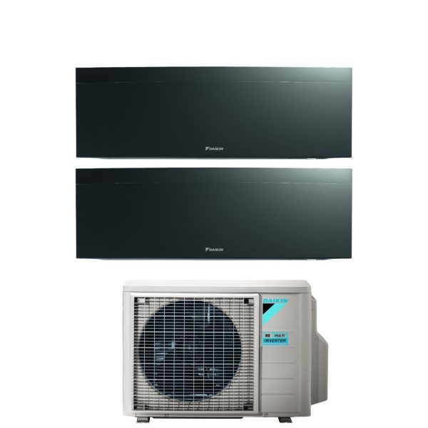 Climatizzatore Condizionatore Daikin Bluevolution Dual Split Inverter serie EMURA BLACK III 9+15 con 2MXM50A R-32 Wi-Fi Integrato 9000+15000 Colore Nero Garanzia Italiana Discount