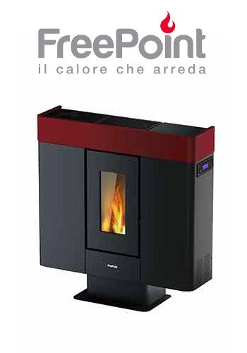 STUFA A PELLET FREEPOINT modello MOON 10 kW colore BORDEAUX Fashion