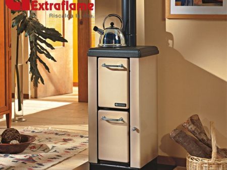 STUFA A LEGNA LA NORDICA EXTRAFLAME modello MIGNON 4 kW CAPPUCCINO IN ACCIAIO E GHISA Online now