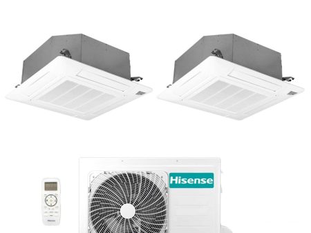 Climatizzatore Condizionatore Hisense Dual Split a Cassetta 9+9 con 2AMW50U4RXA R-32 Wi-Fi Optional 9000+9000 con Telecomando e Pannello Incluso - Novità Sale