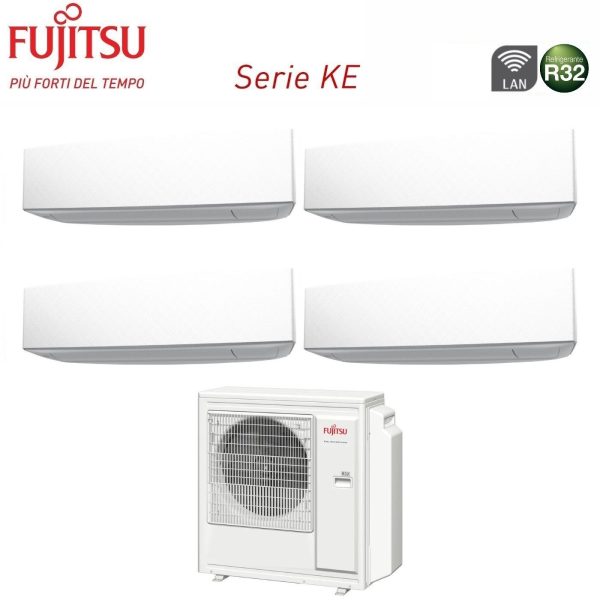 Climatizzatore Condizionatore Fujitsu Quadri Split Inverter serie KE WHITE 7+7+7+9 con AOYG30KBTA4 R-32 Wi-Fi Integrato 7000+7000+7000+9000 Colore Bianco Cheap