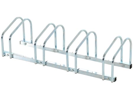 Easycomfort Rastrelliera Portabiciclette Parcheggio per 4 Biciclette in Acciaio, 110x33x27 cm, Argento Online now