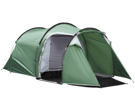 Easycomfort Tenda da Campeggio 2-4 Posti con Telo Impermeabile e Porte con Cerniera, 426x206x15 cm, Verde Scuro Supply