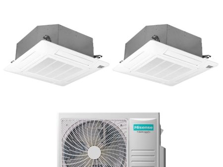 Climatizzatore Condizionatore Hisense Dual Split Inverter a Cassetta 12+12 con 3AMW72U4RJC R-32 Wi-Fi Optional 12000+12000 con Telecomando e Pannello Incluso Fashion