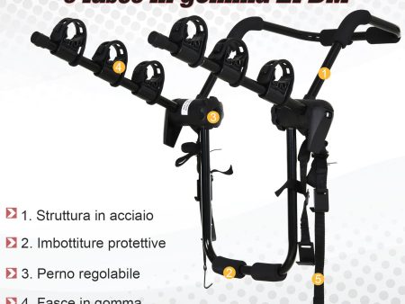 Easycomfort Portabici Posteriore per Auto Pieghevole per 3 biciclette Max 45 kg in Acciaio Online Hot Sale