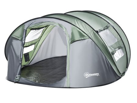 Easycomfort Tenda da Campeggio Pop Up 2 Posti con 2 Porte, 4 Finestre e Telo Impermeabile, 263.5x220x123 cm, Verde Scuro Sale