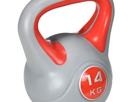 Easycomfort Kettlebell 14kg in PU e Sabbia con Base Piatta e Impugnatura per Stacchi, Squat e Sollevamenti, 26x18x32 cm, Rosso For Discount