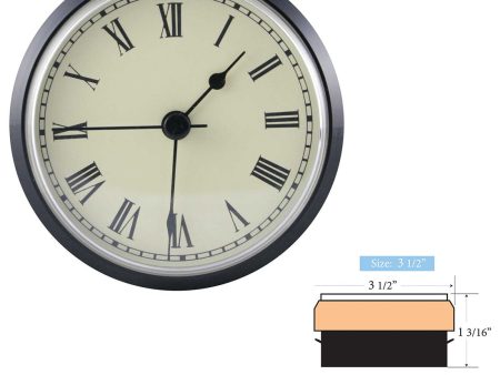 Clock Inserts 90mm (3 1 2 ) Black Bezel, Ivory Roman Dial Cheap